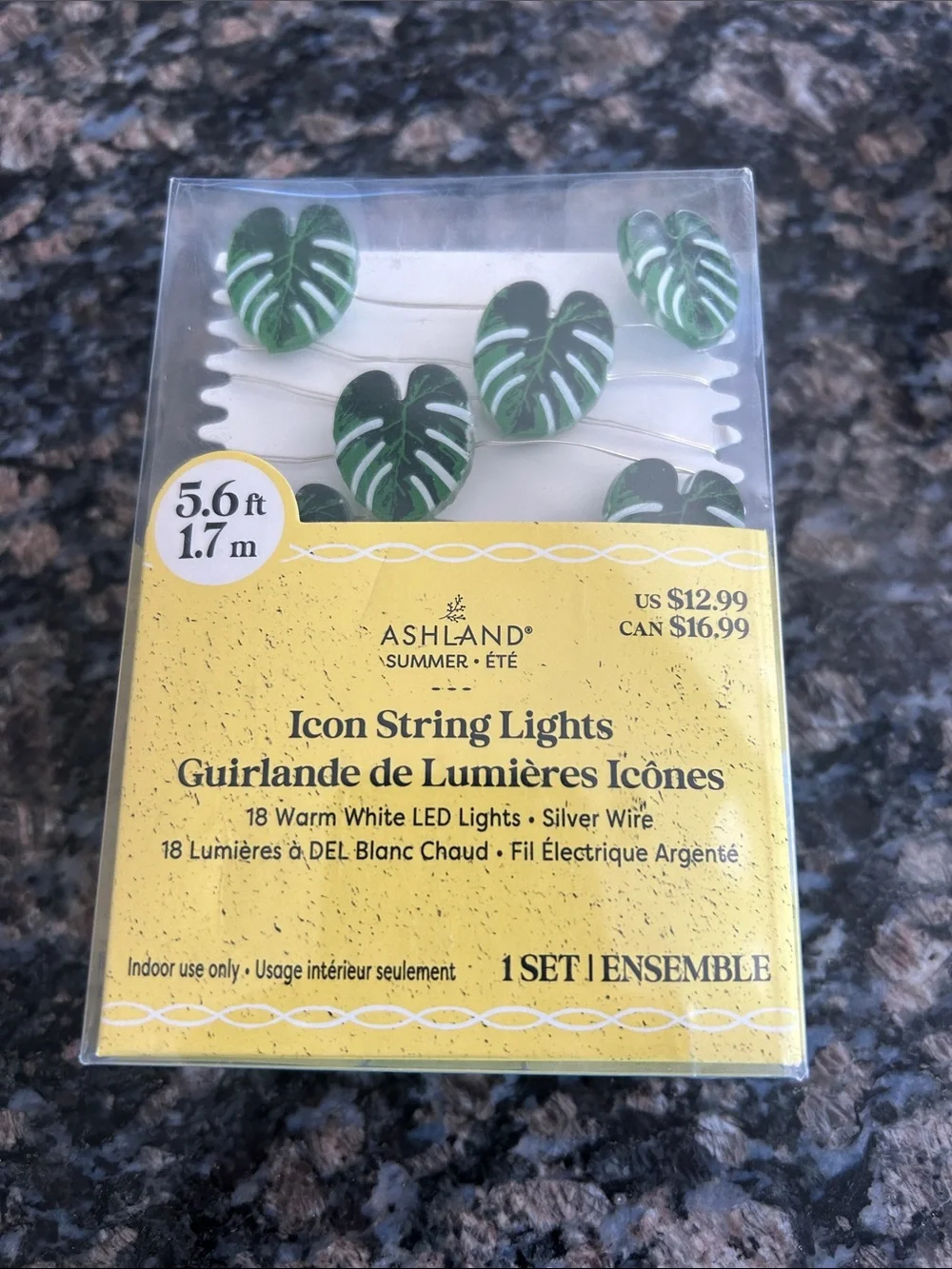 ASHLAND MONSTERA LEAF ICON STRING LIGHTS 5.6 FT NWT